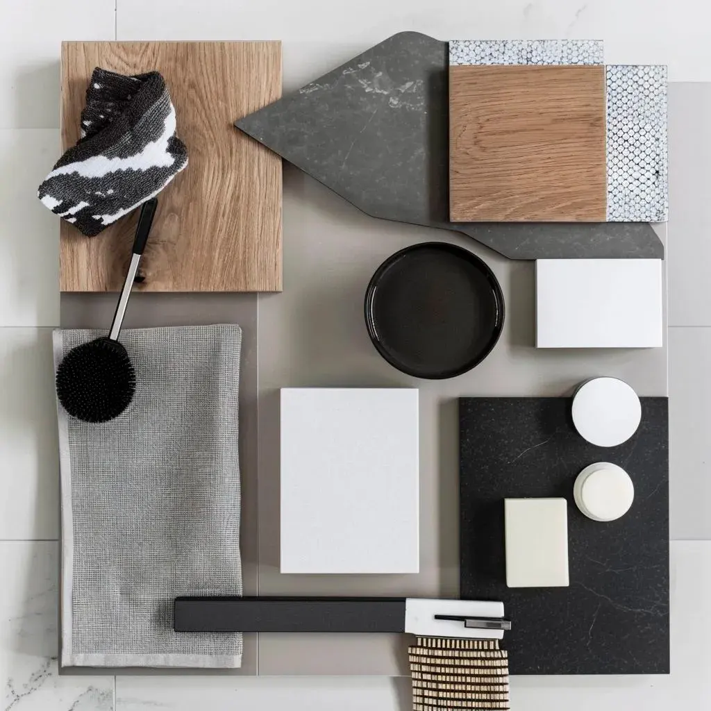 Moodboard con materiali adatti a stile nordico