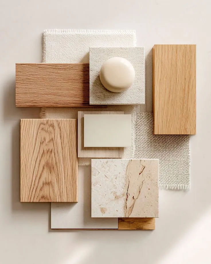 Moodboard con palette naturale e neutra